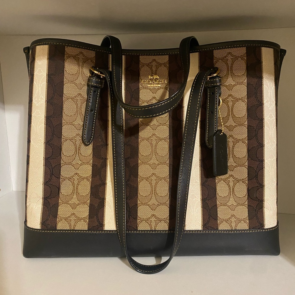 Coach mollie tote in signature jacquard stripe